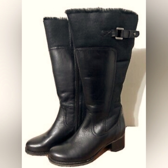 Blondo Women's Black Ramya Waterproof Leather Tall Boots w/Fur Size 10M - Picture 1 of 10